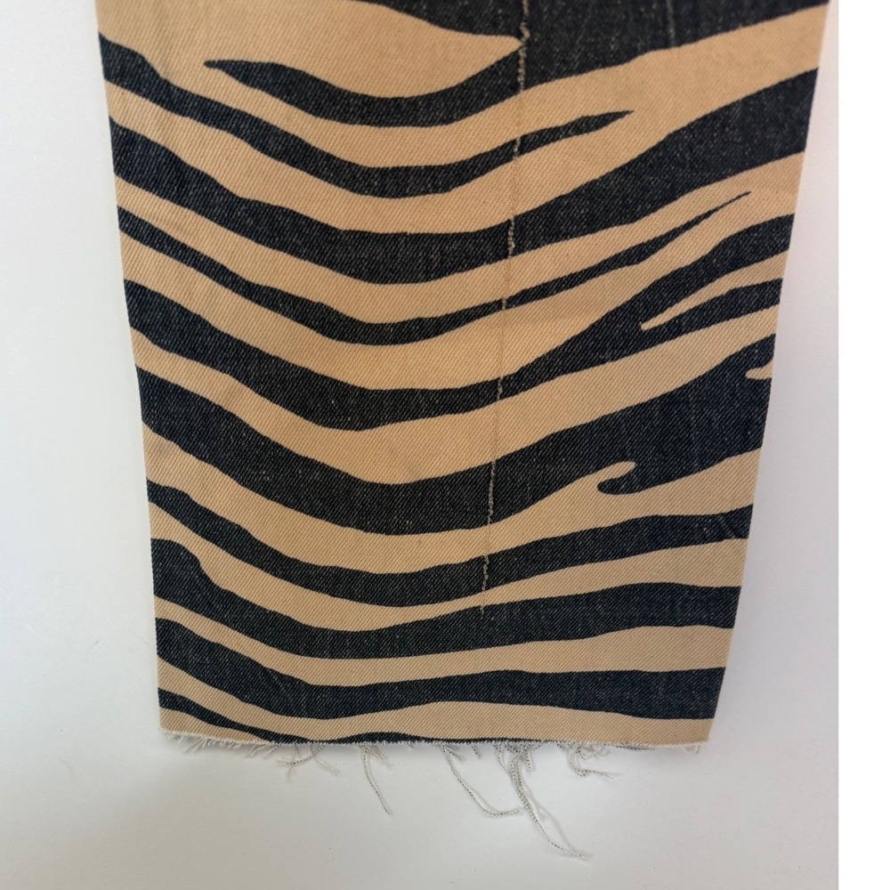 RE/DONE Jeans Women's 26 Y2K Zebra‎ Animal Print Raw Hem Tan Denim - Picture 11 of 12